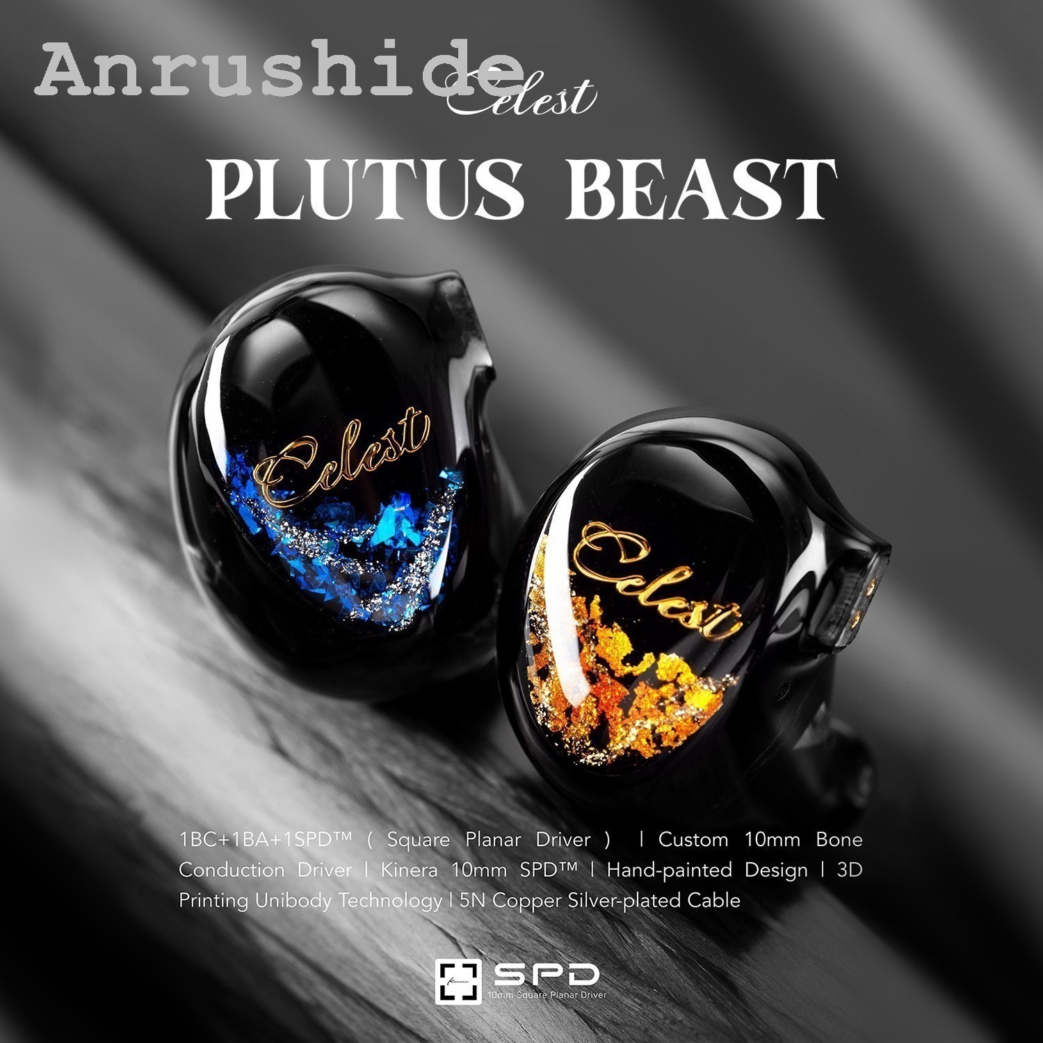 Anrushide Kinera Celest Plutus Beast 1BC+1BA+1SPD™ In-Ear Monitors Earphones Fifty percent discount Wired Bone Conduction Hybrid Driver IEMs with HiFi 2Pin