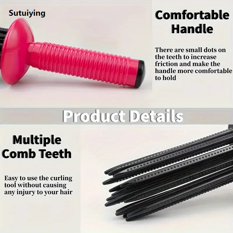 Sutuiying 1/2PCS Hair Curler Fluffy Curling Roll Comb with Anti- Slip Portable Design, Professional Hairstyling Tools for Voluminous Curls