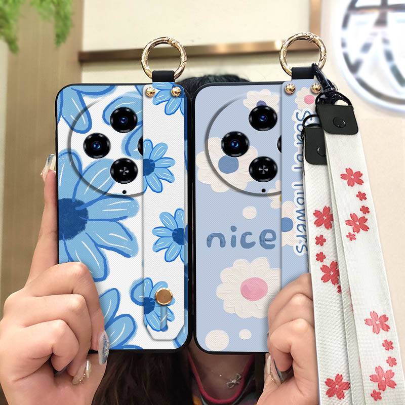 Flower Waterproof Phone Case For Oukitel C5 2025 Lanyard Anti-dust Oil Painting Back Cover Protective Silicone Soft case