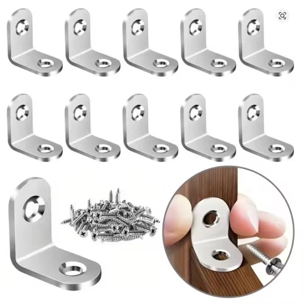 10pcs Durable Stainless Steel Right Angle Corner Brace 90 Degree Stable Connector L Brackets Small Size Angle Bracket Furniture Hardware