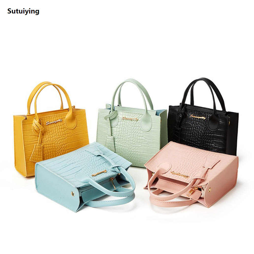 Sutuiying 5 Colors Crocodile Pattern Handbag Rich In Texture Pu Leather Coin Luxury Purse Handbag for iPad Sunglasses Rechargeable Wallet Cosmetics