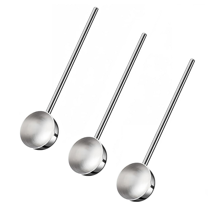 NAMUNY 3X Small Soup Ladle Stainless Steel Metal Deep Spoon with Pour Spout 2 Oz Long Handle Gravy Ladles 10.5 Inch