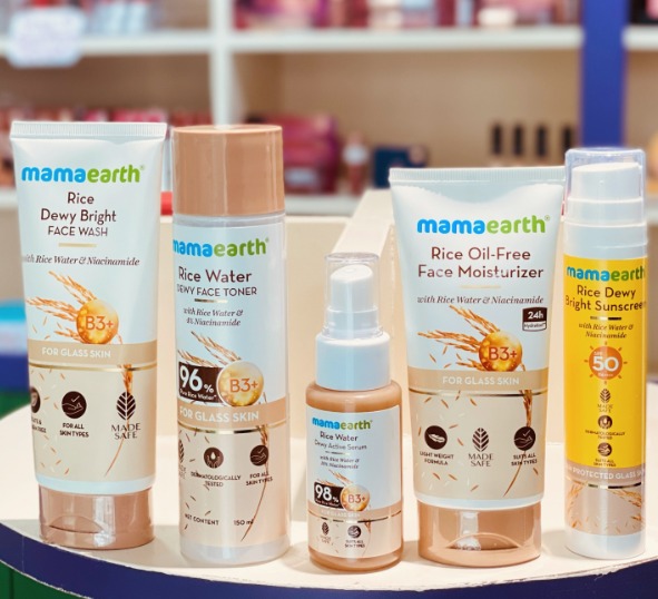 Derma Care Rice Water Complete Skincare Combo Set Mamaearth | Face Wash + Toner + Serum + Moisturizer + SPF 50 Sunscreen | Glass Skin Routine