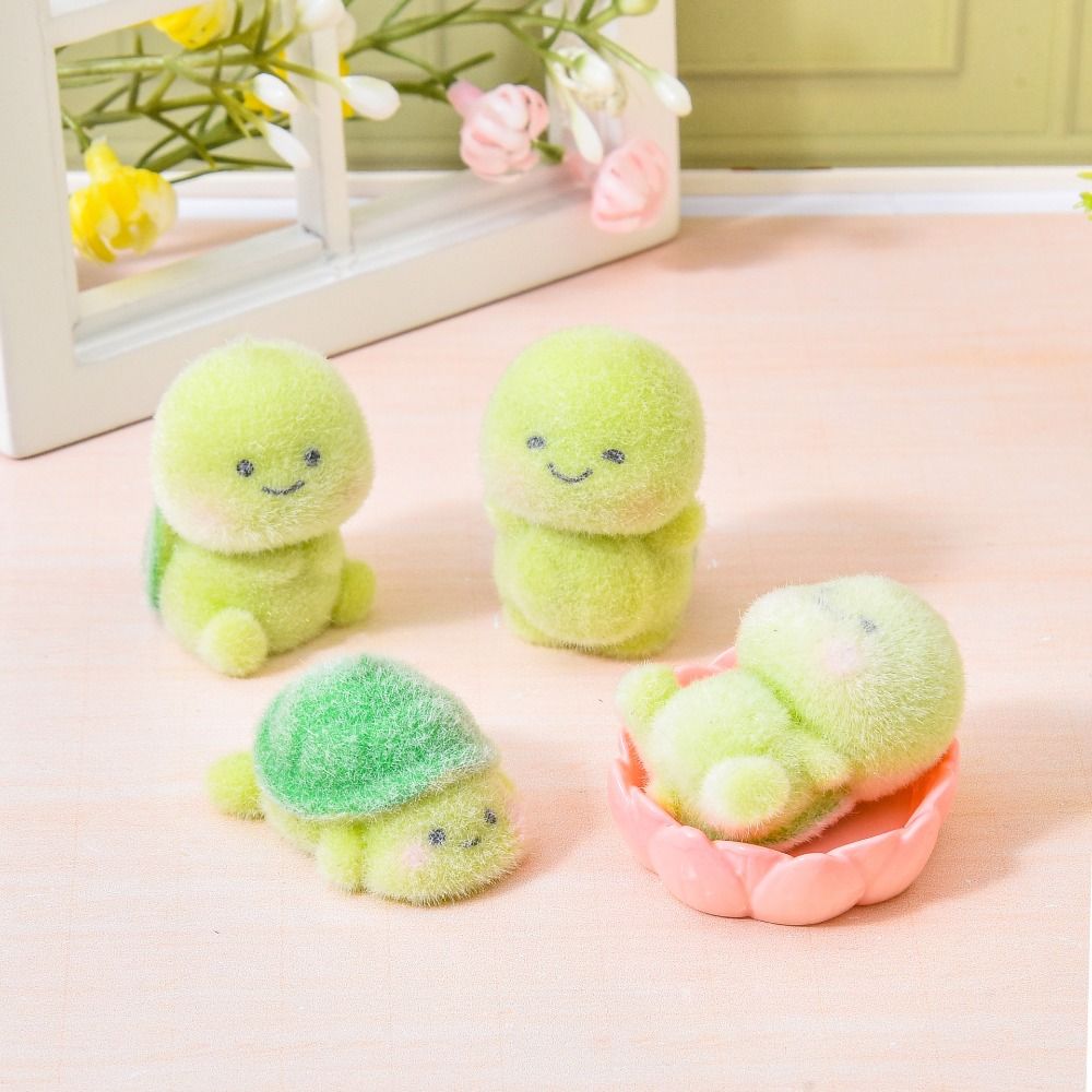 Cute Cartoon Flocking Turtle Decor 3D Craft Resin Charms DIY Phone Chains For Jewelry Making Findings
