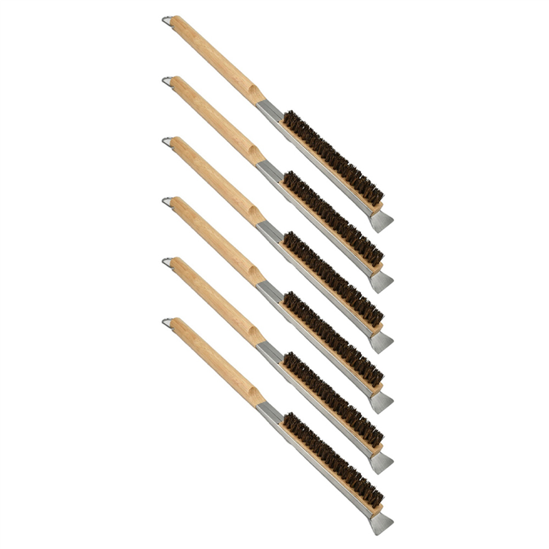 6X Pizza Oven Brush Barbecue Brushes Wooden Handle Grill Scraper Pizza Stone Cleaning Brush Household Cleaning Brush