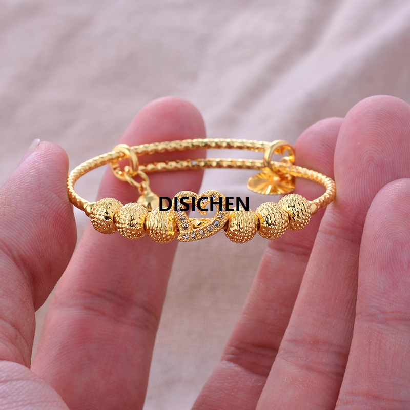 DISICHEN Dubai Gold Plated Bangles for Girls and Boys, Luxury Baby Bracelet, Arabic Chain Bangles, Banquet Party Gifts