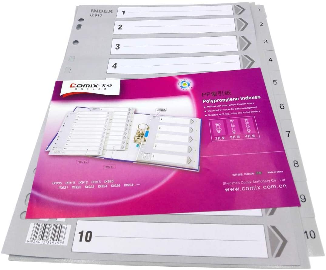 Comix Ix910 File Divider/ Business A4 Size 10 Tabs Pp Index Tab File Divider/Index Tab Divider