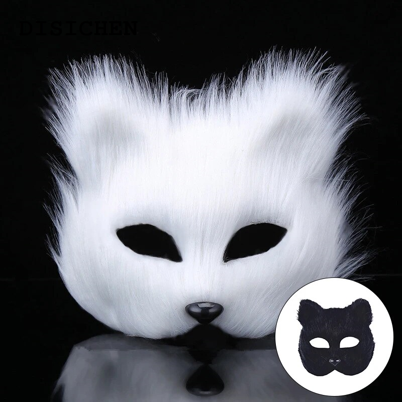 HOT Furry Fox Masks Half Face Eye Mask for Women Men Cosplay Prop Halloween Christmas Carnival Party Animal Cosplay Mask Accessories