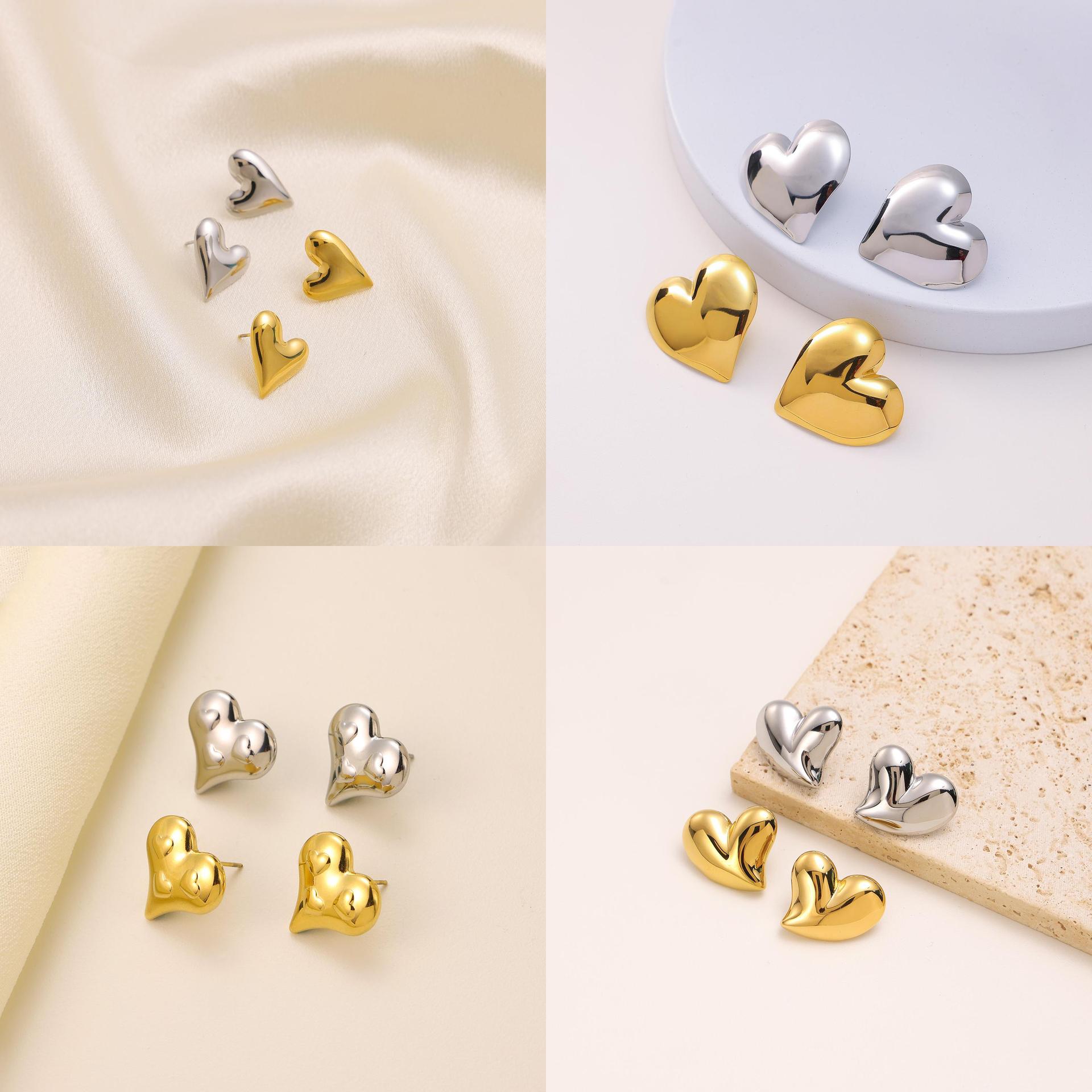 Breadth European and American cross-border sweet and cute peach heart series love series stainless steel DIY earrings accessories for women