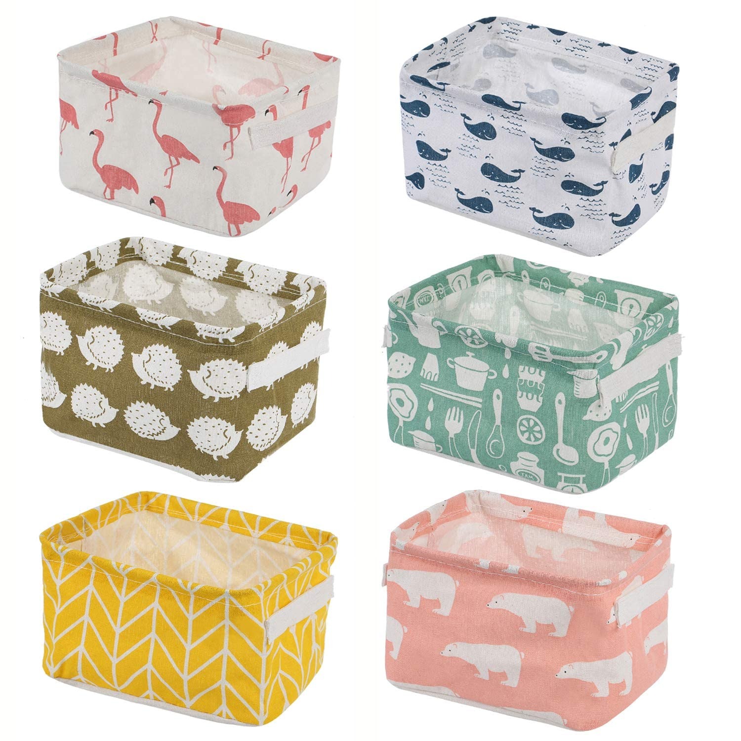 Foldable Multipurpose Storage Box Small Canvas Fabric Organizer Baskets for Organizing, Storage Box with Handles Boxes for Wardrobe (Multi) polyethylene, Rectangular (Pack of 4)