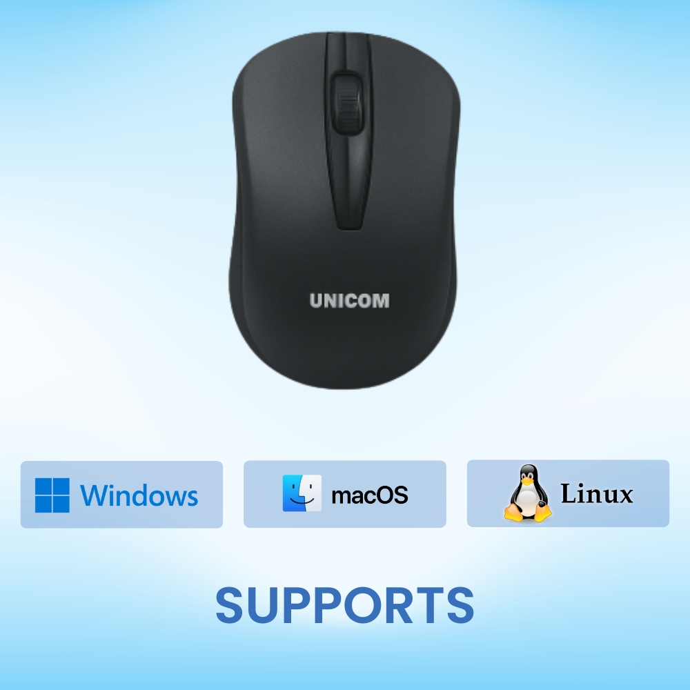 UNICOM UN940 2.4GHz Wireless Optical Mouse | Ergonomic Office Comfort 3-Button Design | 1000 DPI Precise Tracking | 10m Stable Range Micro Receiver | Compatible Win11/7/Vista/XP Mac OS X | 2 Million Clicks Durability Nepal
