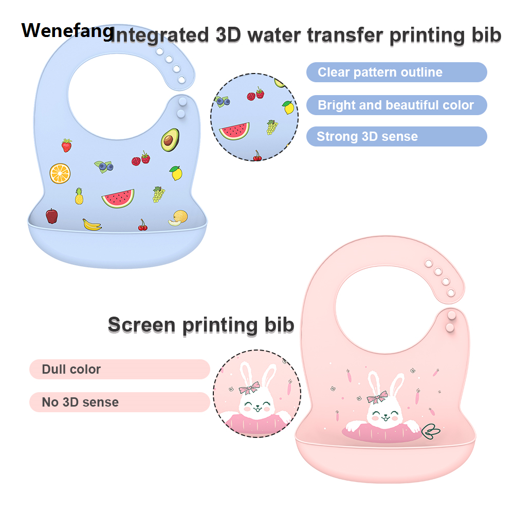 Wenefang Silicone Babi Bib Waterproof Saliva Dripping Banana Bibs Cartoon Newborn Feeding Soft Edible Aprons Baby Adjustable Burp Scarf