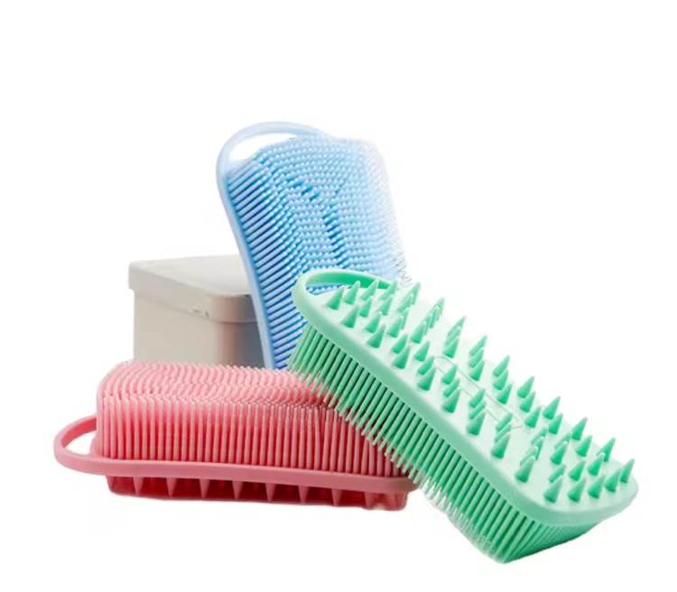 Double-Sided Exfoliating Body Brush Soft Silicone Loofah Scalp Massager Shampoo Brush Silicone body Scrubber
