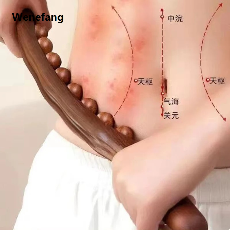 Wenefang 20/8 Beads Gua Sha Massage Stick Back Massage Tendons Wood Scraping New Stick Point Treatment Gus A Sha Tool Muscle Relaxing