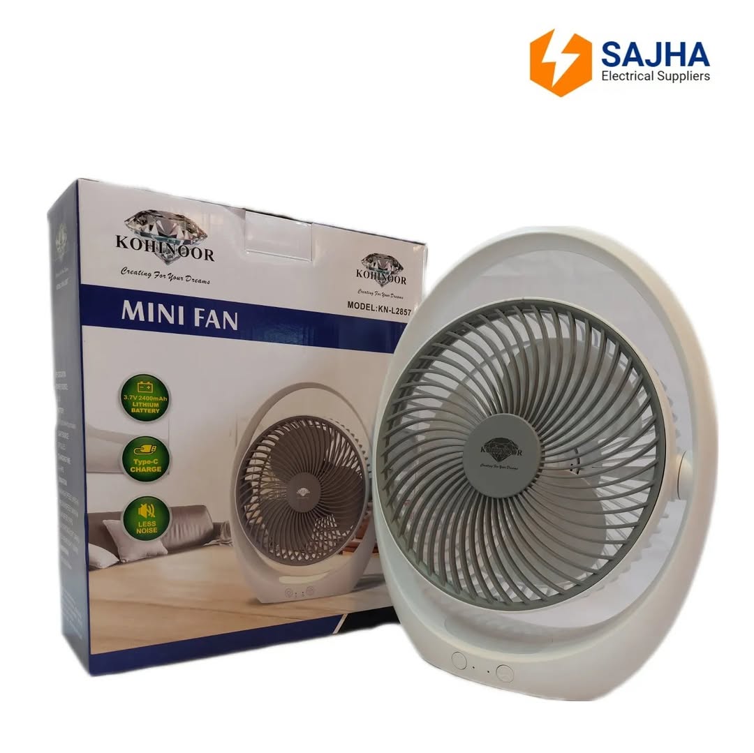 3.7 V 200Mah Lithium Battery Kohinoor Rechargeable Mini Fan With LED Light