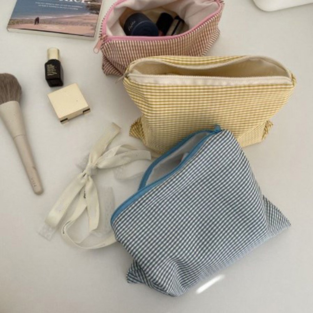 New Cotton Cosmetic Bag Soft Solid Color Storage Handbag Makeup Storage Bag