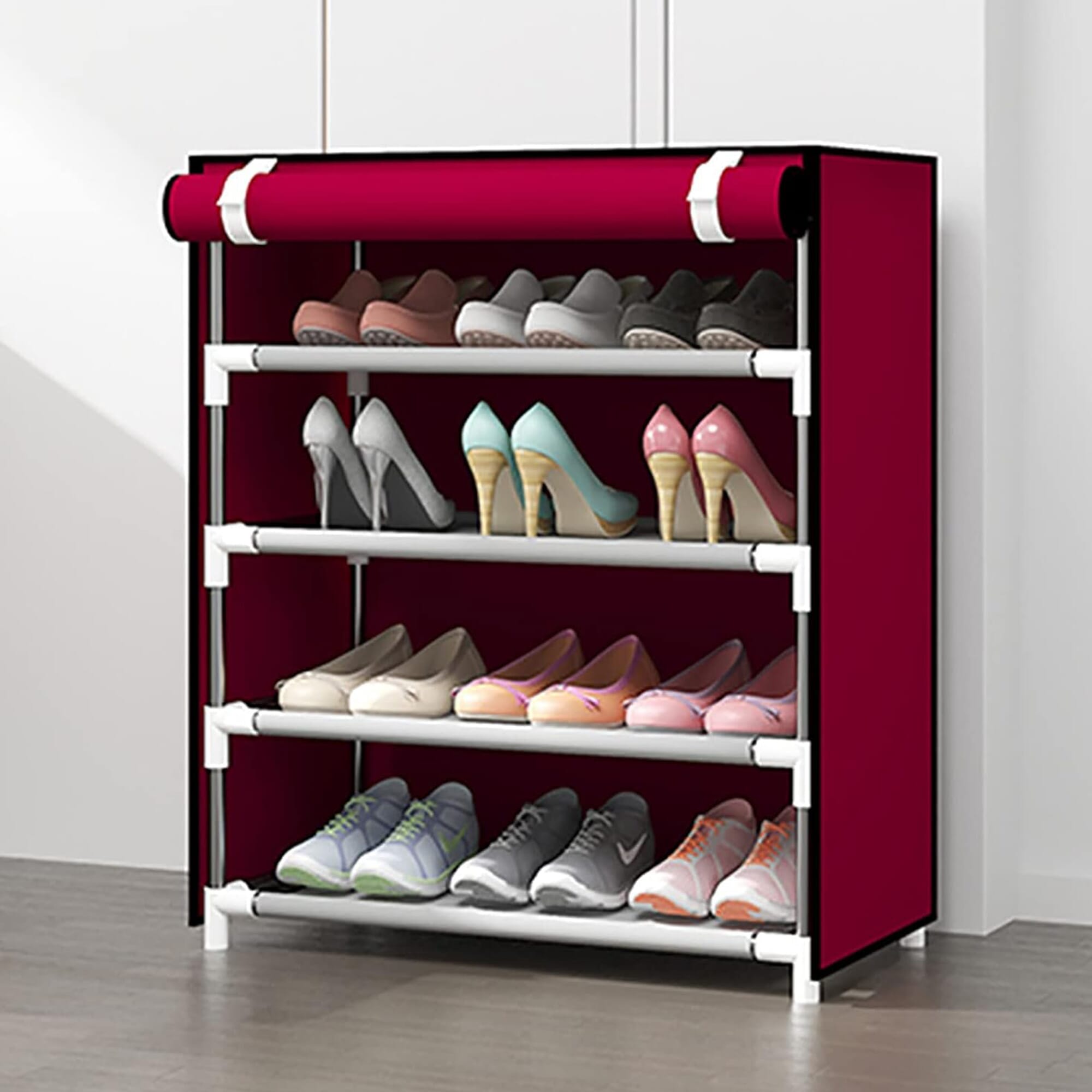Shoe Cabinet 4 Layer 5 Layer 6 layer 7 layer Shoe Rack Organiser(With Cloth) - Multi-Layered Easy To Install And Portable Shoe Rack |
