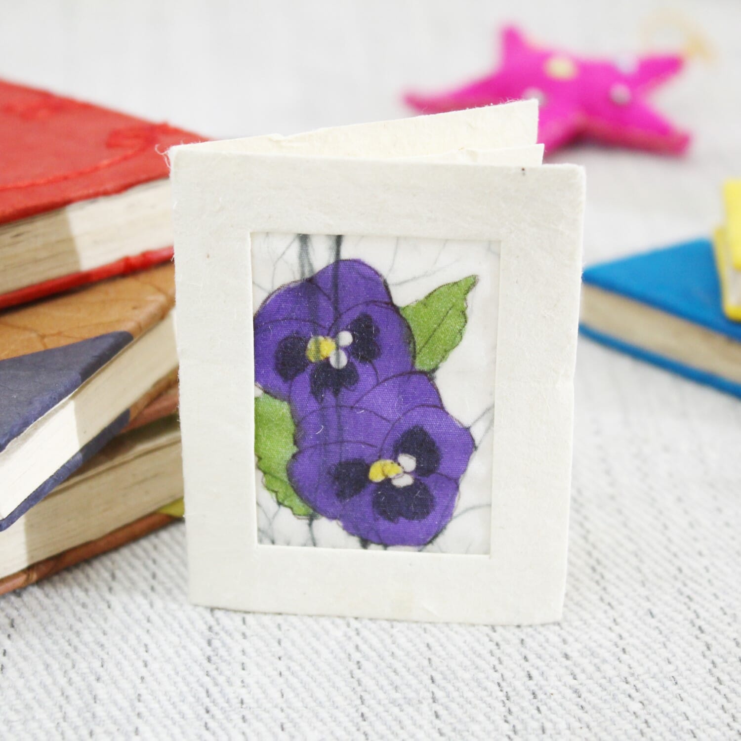 Purple Flower Design Small Greeting Card : Set Of 2