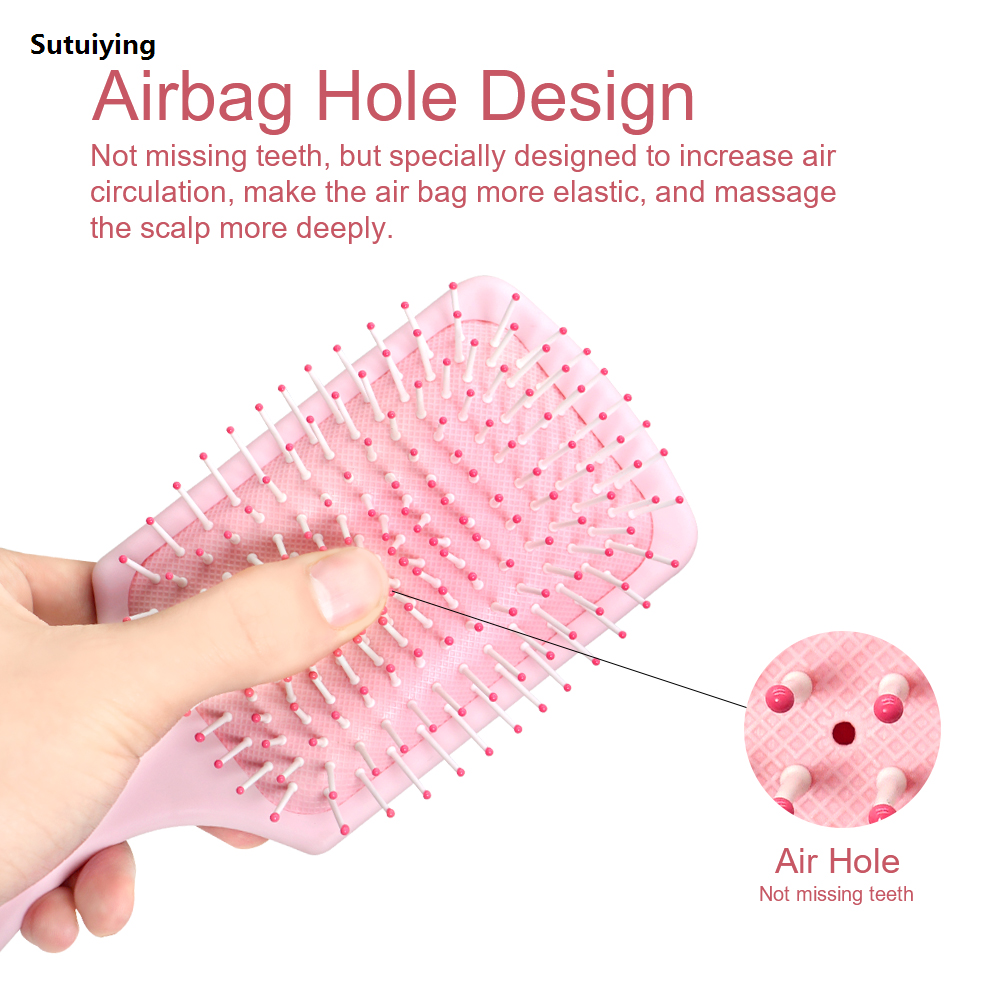 Sutuiying Curl Defining Hair Brush Soft Bristles Scalp Massage Air Cushion Detangling Brush Multi-purpose Fashionable Comb Tools