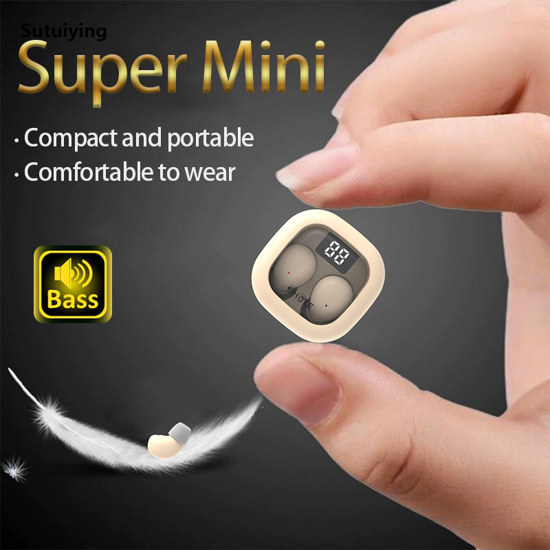 Sutuiying 2025 Mini 5.3 wireless bluetooth headset small earbuds sleep sports Original invisible headphones HD HIFI bass sound quality earphones