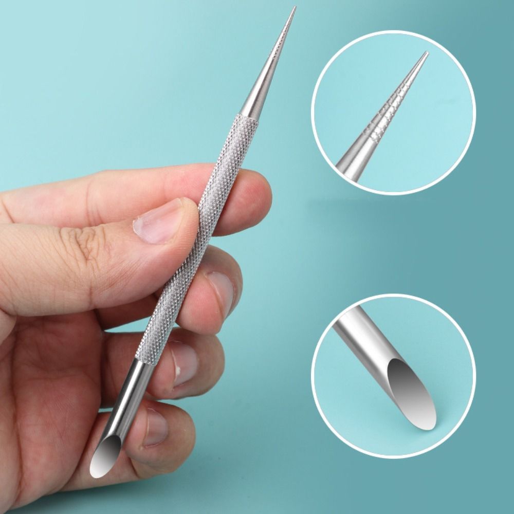 New Stainless Steel Cuticle Pusher Double Ended Nail Care Tool Nail Dotting Pen Bevelled Cuticle Remover Manicure Stick Nail