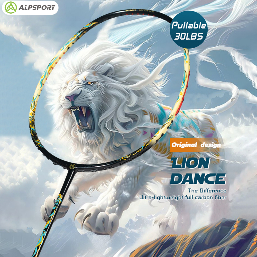 ALP-SPORTS XS Lion Dance 6U Super Light Badminton Racket Himalayan Edition | T800 Full Carbon Fiber | Pro-Grade Performance for Nepal