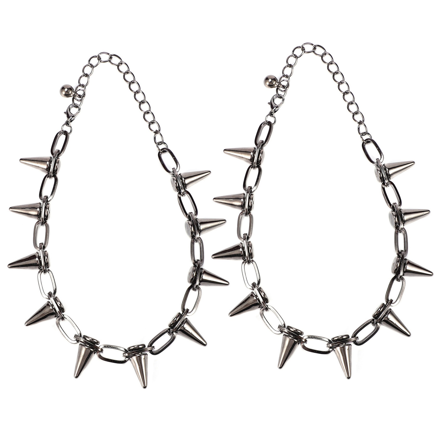 fasdaga 2X Metal Spikes Studs Rivets Punk Goth Necklace Choker Collar