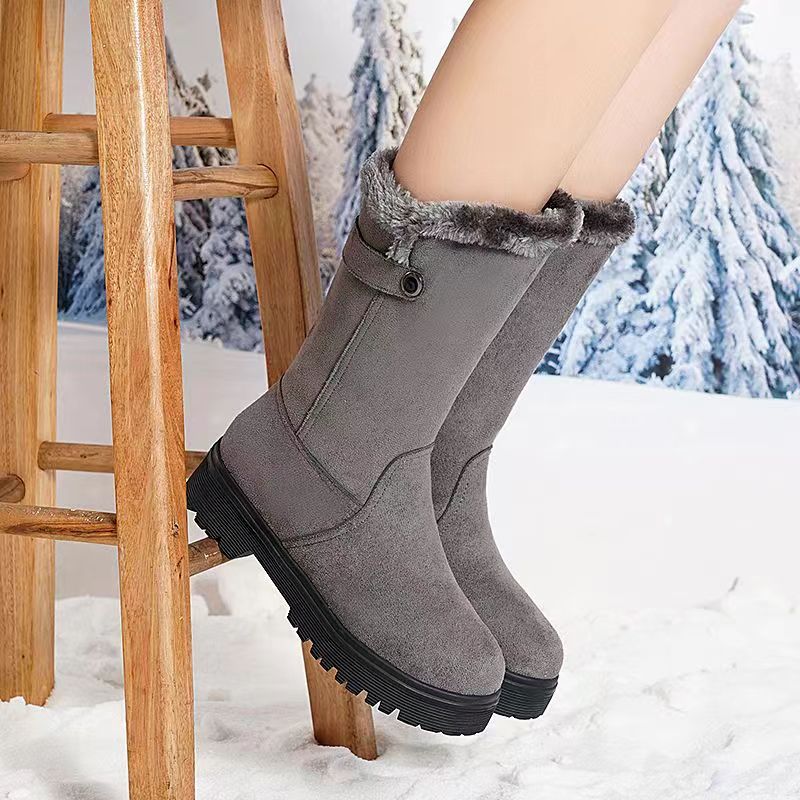 Popular Brand New Round Genuine Patent Leather Round Toe Side Zipper Retro Women's Comfortable and Versatile Mid Length Fashion Boots
