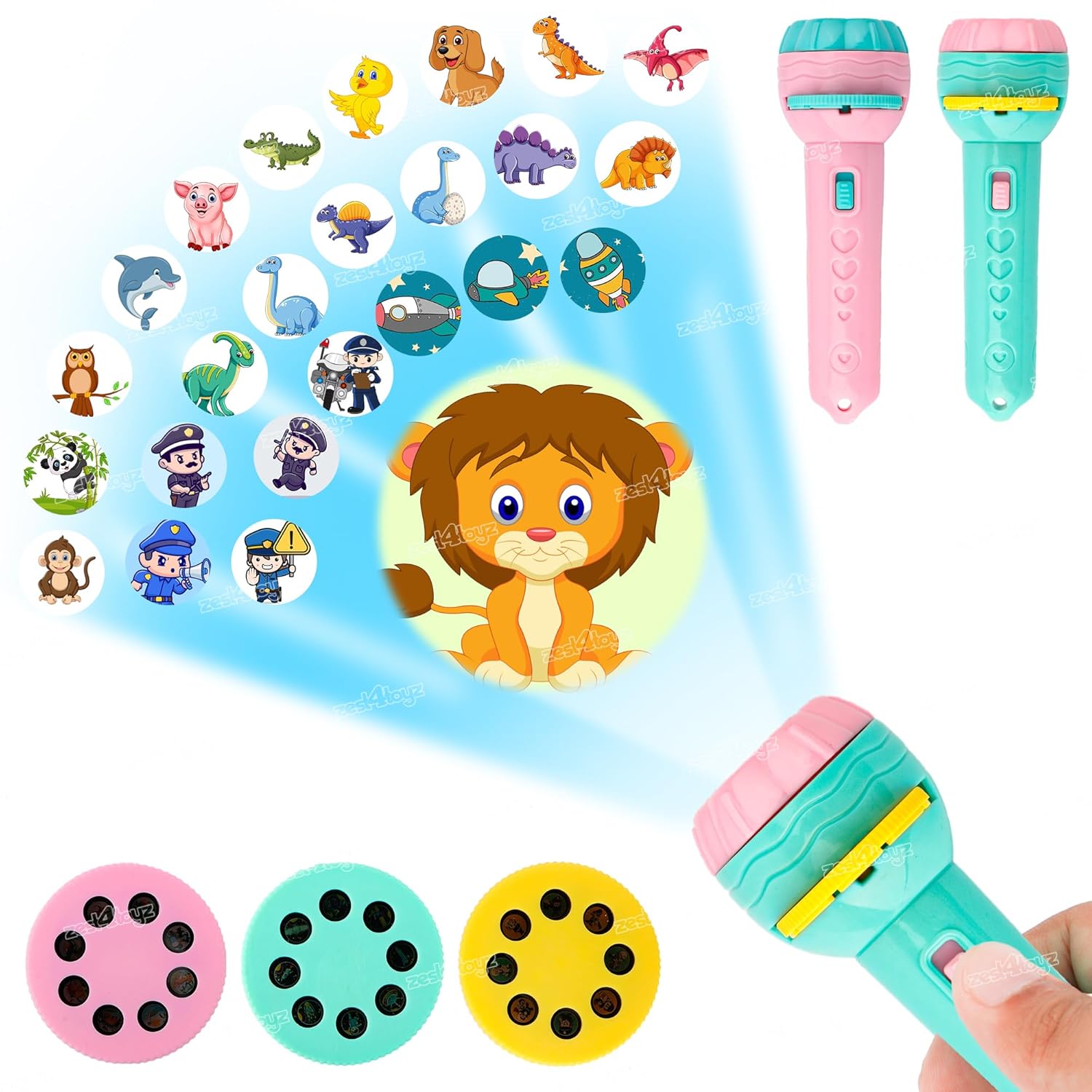Flash Mini Projector Torch Toy For Kids With 3 Slides 24 Patterns