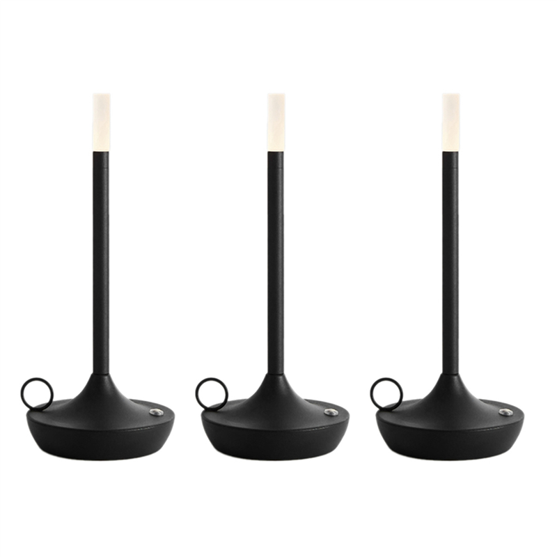 3X Aladdin Candlelight Table Lamp Rechargeable Warm Light Candle Lamp Dinner Atmosphere Table Lamp Black