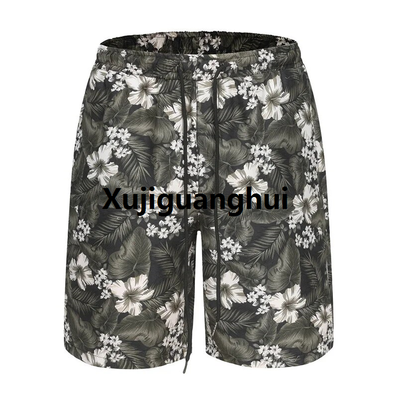 Xujiguanghui New In Hawaiian Beach Shorts Summer Men's Casual 3D Print Tropical Plants Flowers Street Short Pants Uni Sports Swim Trunks