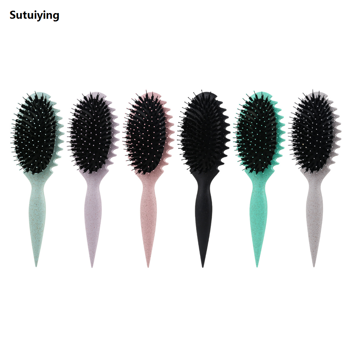 Sutuiying 1 piece curly hair styling comb bristle hair combexfoliating hair Portable brush women's wet roll hair comb hair cutting styling comb