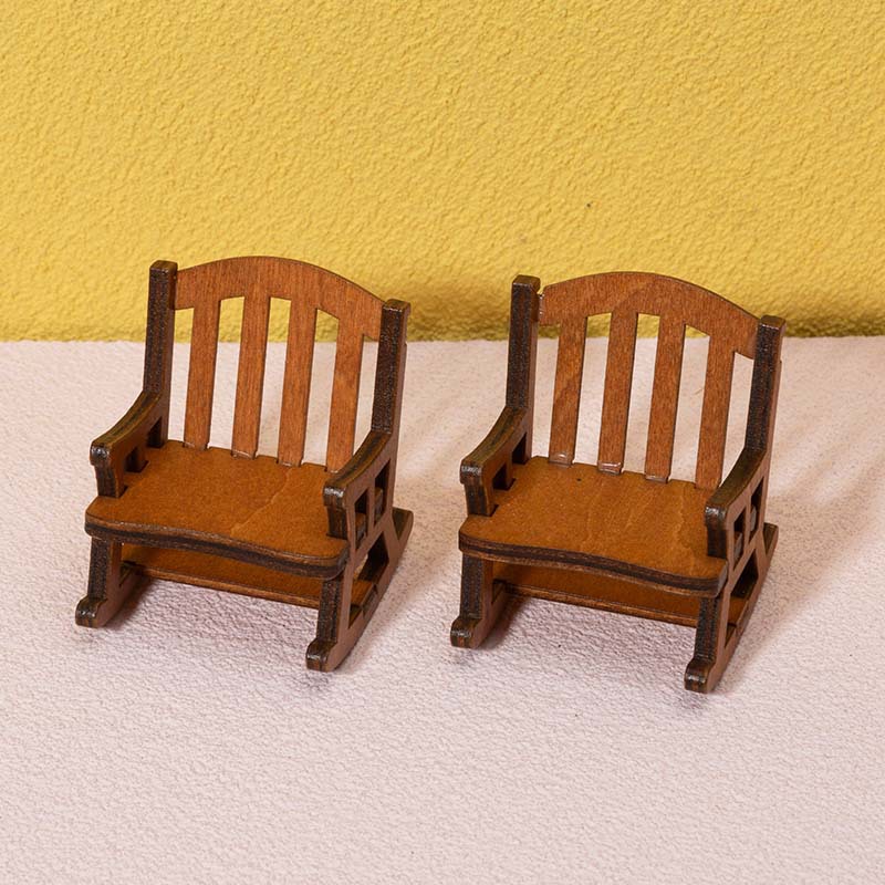 1:12 doll house home wooden ornament rocking chair DIY zakka wholesale creative mini photo props