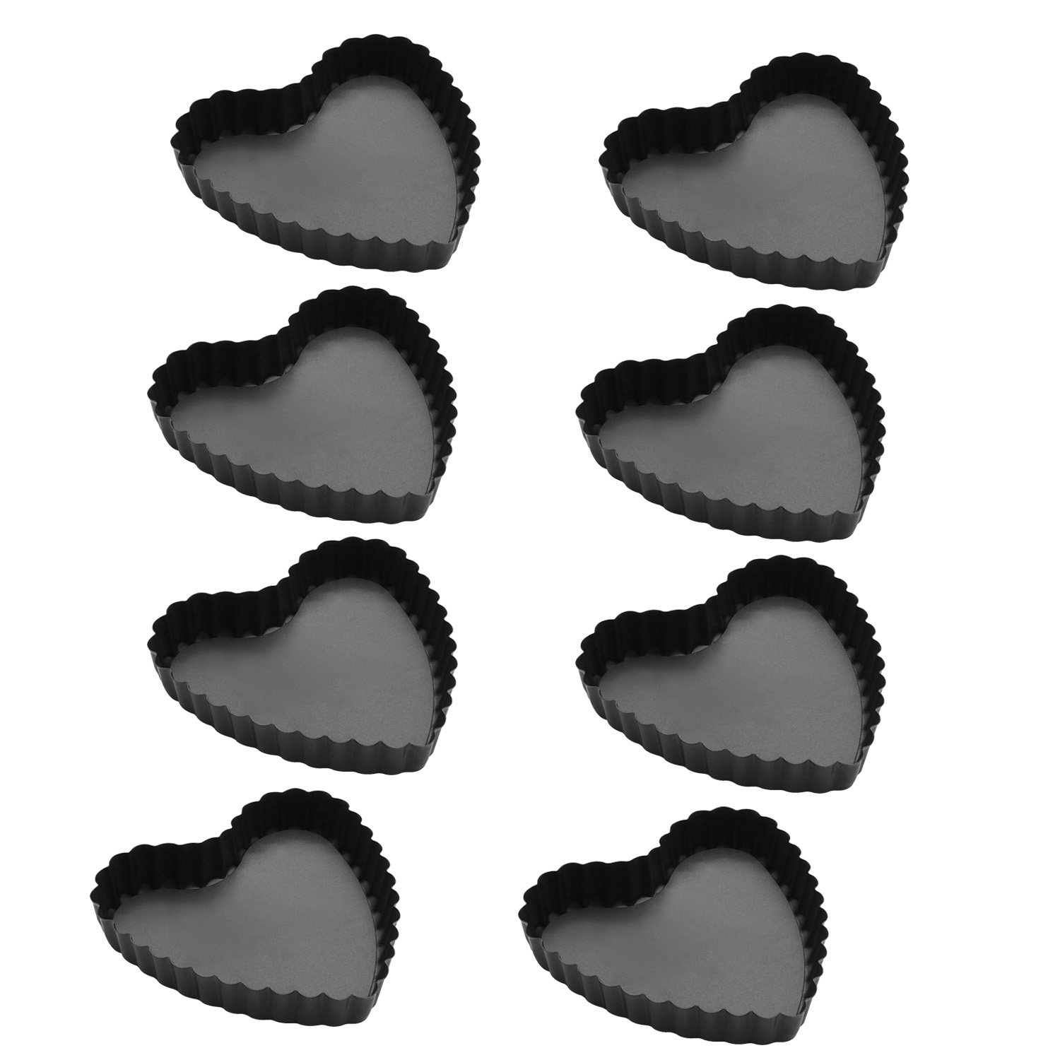 NAMUNY 8 Pack Mini Tart Pan 4.5 Inch with Removable Bottom Quiche Pan Nonstick Heart-Shaped Quiche Pie Pan