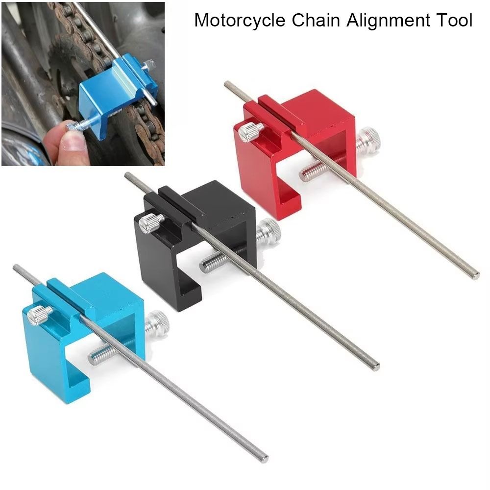 1Pcs Durable Quick Accurate Motorcycle Chain Alignment Tool Universal Aluminum Sprocket Chain Adjusting Tool Heavy Duty Motorcycle Accessory For Motocross ATV Bike Sprocket Sport Dirt Bike