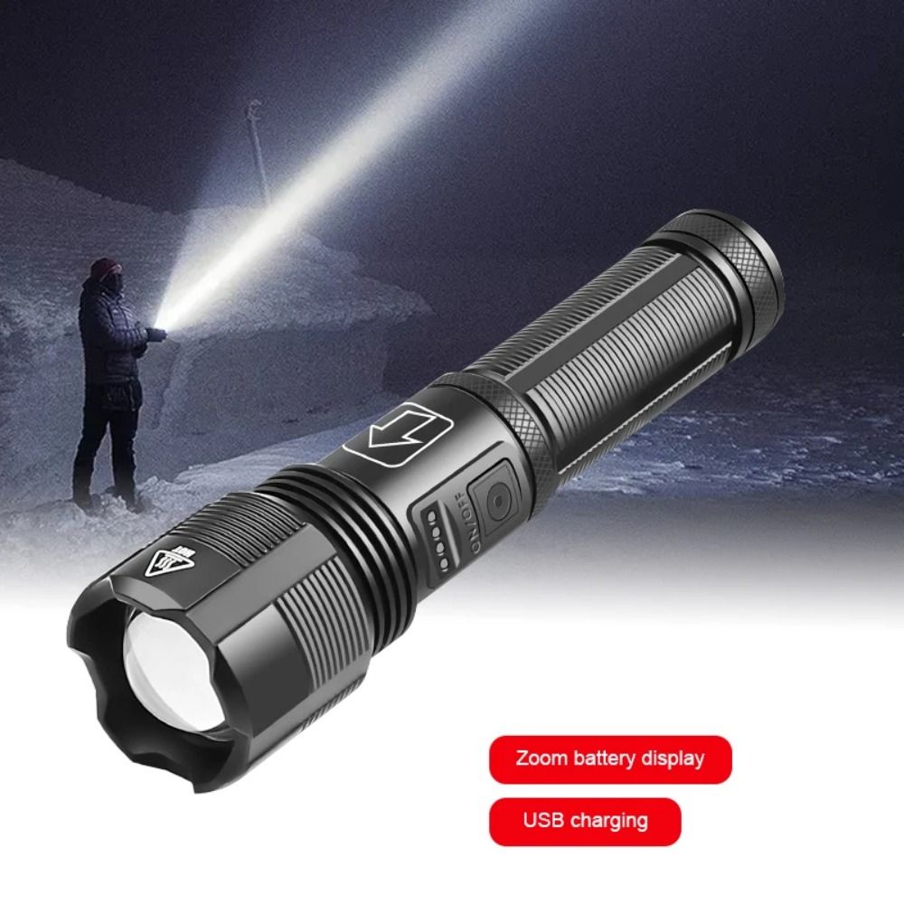 Multifunction Super Bright Flashlight Waterproof USB Rechargeable Emergency Camping Light Aluminium Alloy Torch Light Outdoor