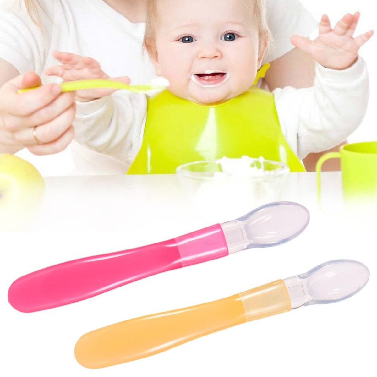 Baby Soft Silicone Feeding Spoon, Infant Self-Feeding Training Spoon, BPA-Free Safety Learning Utensil for Babies & Toddlers Beginning Solid Foods