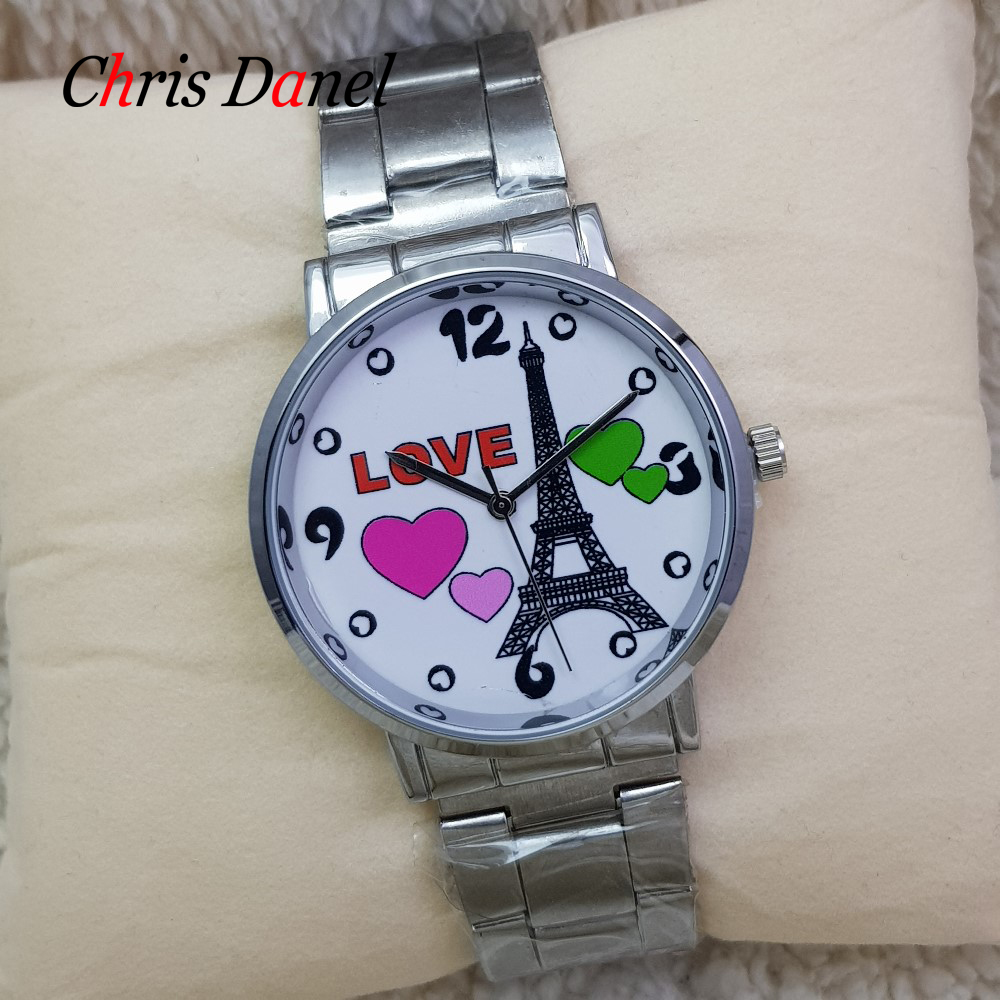 Chris Danel Luxury Fashionable Casual Design Round Dial Quartz Stainless Steel Watch For Women