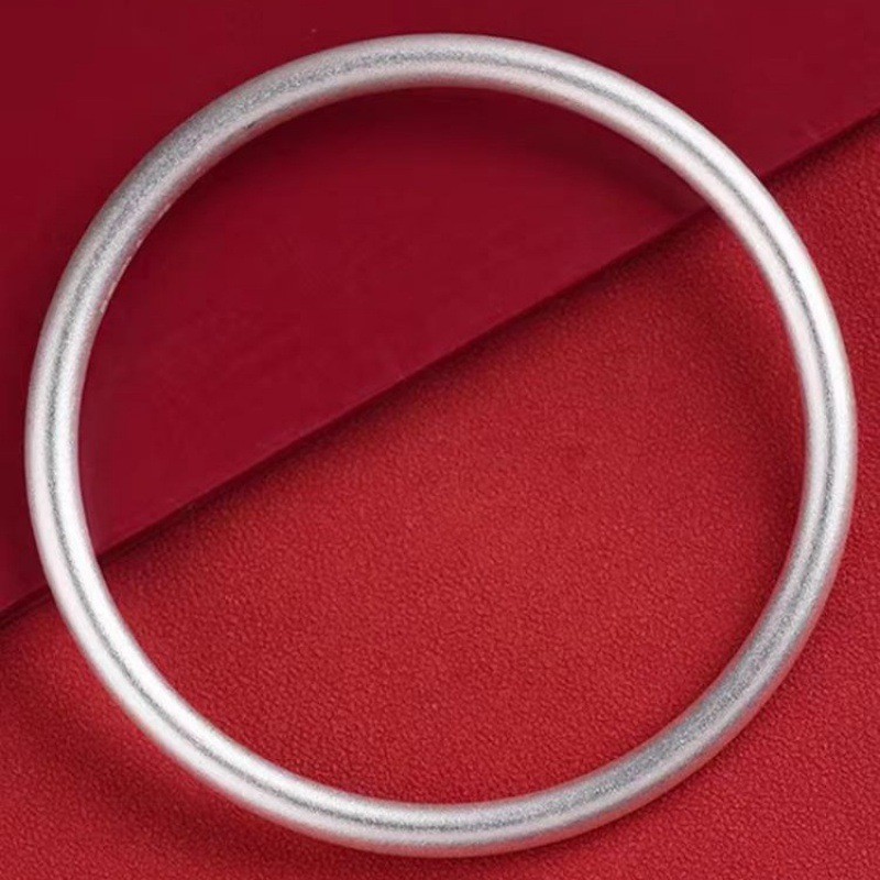 【New Arrivals】Silver Plated Ancient Heritage Closed Bracelet Women's Solid Simple Frosted Matte Plain Face Bracelet Gift Generation