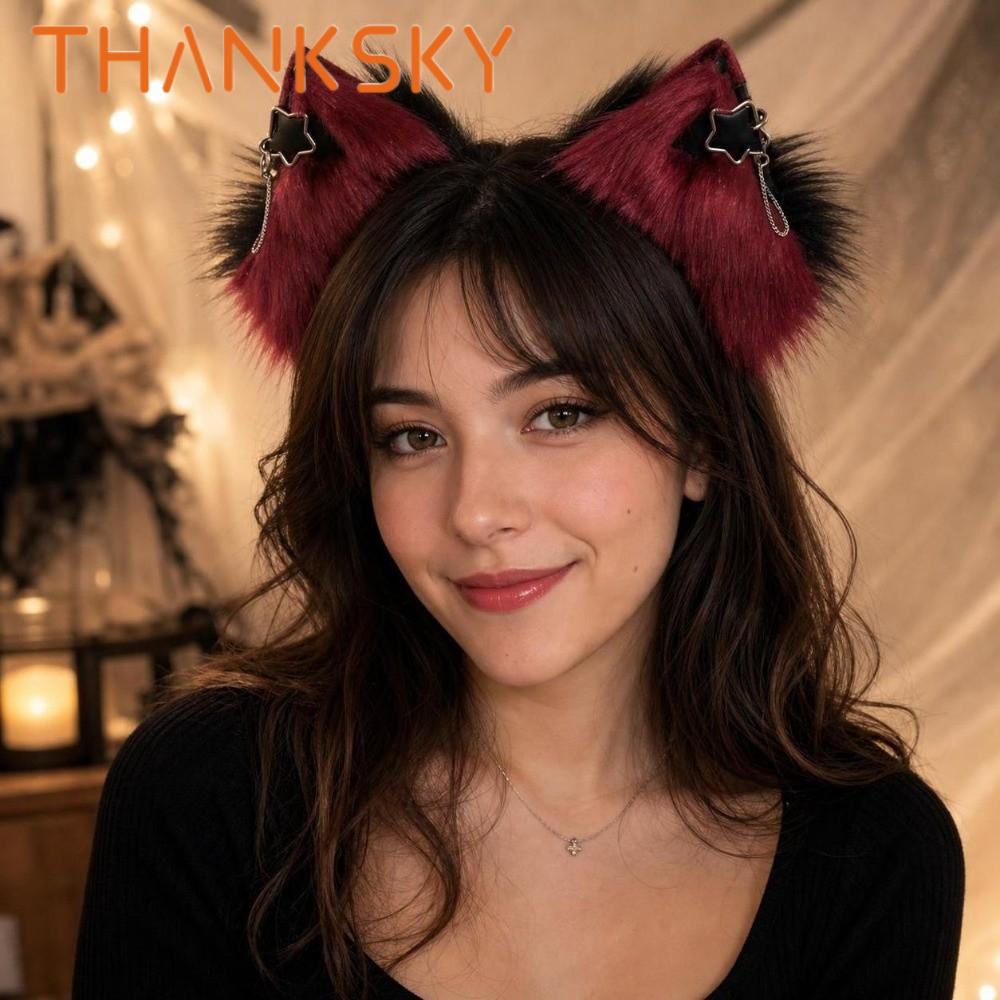 Lolita Style Funny Animal Movable Ears Headband Rechargeable Plush Faux Fur Cosplay Hair Hoop Electric Shaking Detachable Ears Halloween Party Hairband Dress Up
