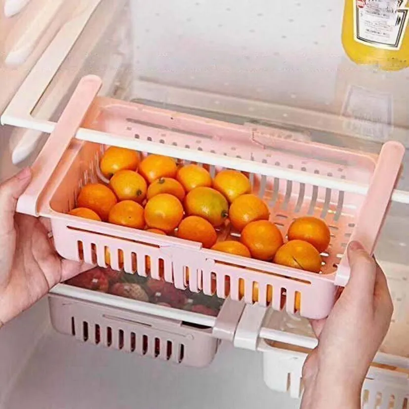 Multifunction Durable Refrigerator Drawer Fridge Storage Box Rack 2PC Set