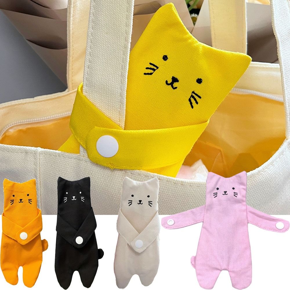 Durable Canvas Cartoon Cat Coin Purse Lightweight Zipper Closure Zippered Mini Wallet Snap Button Anti Loss Portable Wallet Bag Daily Use
