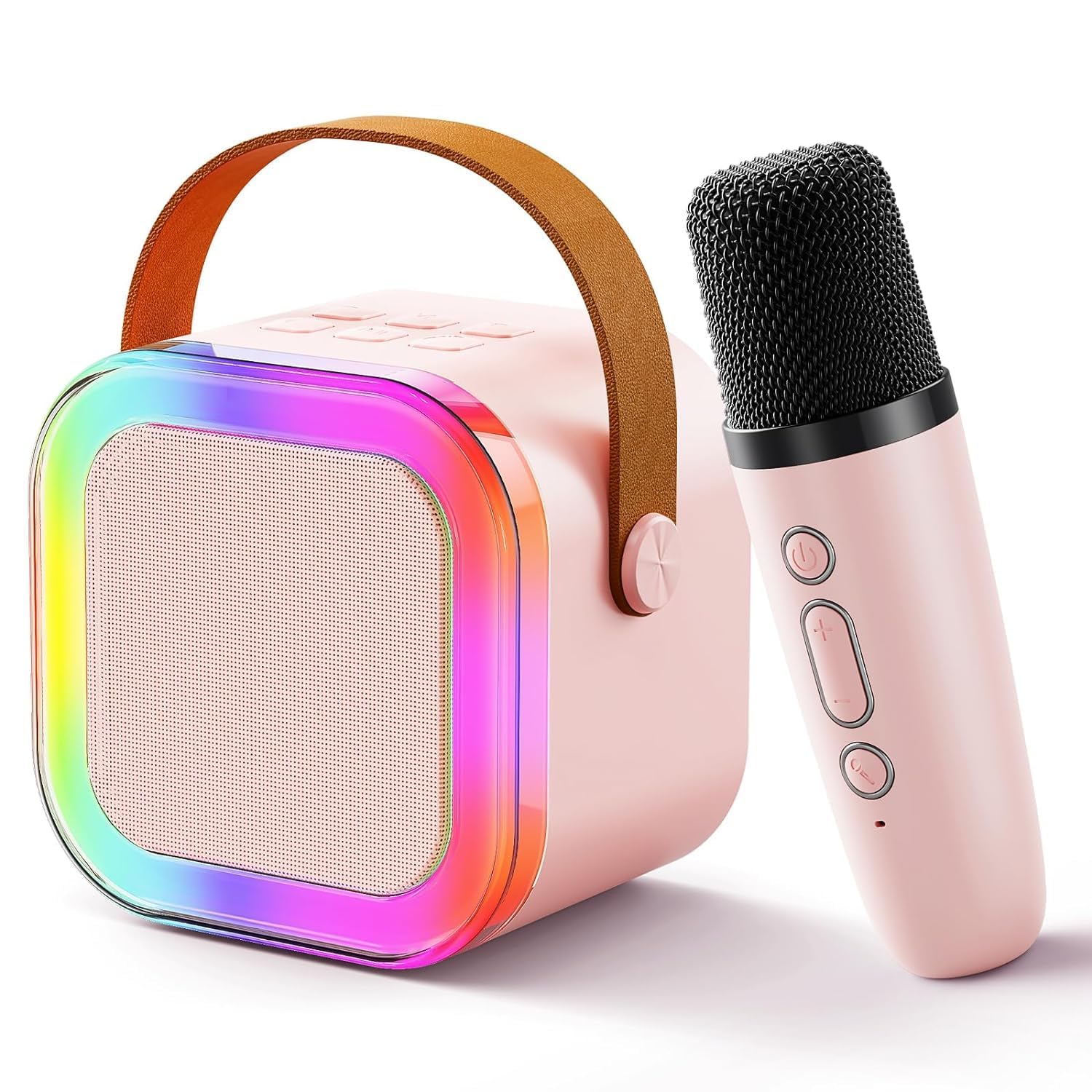 K12 Speaker Machine Bluetooth-Compatible Wireless Karaoke singlre Mic Speaker Multi-Compatibility Modes, RGB Lights | Party POP Bluetooth Speaker with Mic
