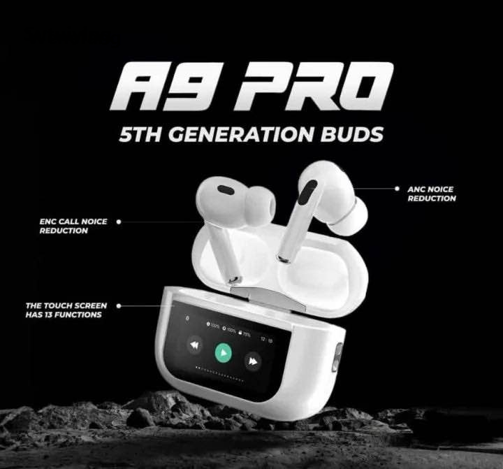 Wenefang Sutuiying A9 Pro Airpods_ Wireless Earbuds, 32H Playtime Bluetooth Fifty percent discount High Quality 5.4 Touch Screen Display Earbuds ANC+ENC TWS