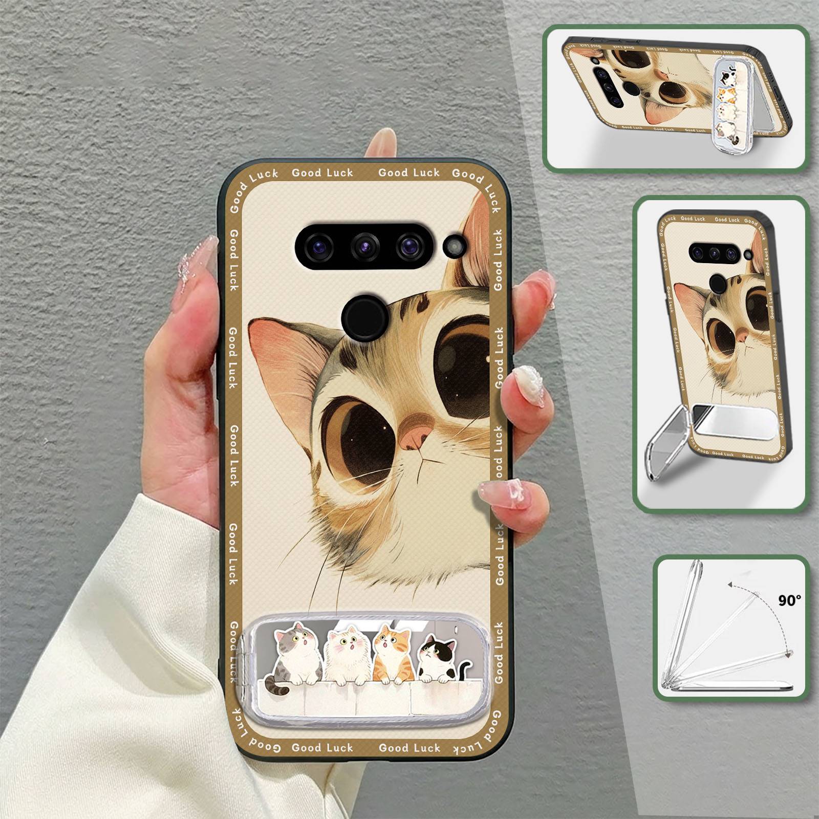 Back Cover Phone Pouch Phone Case For LG V50/V50 ThinQ Makeup Mirror Anti-dust Phone Holder Soft case Waterproof TPU 3D