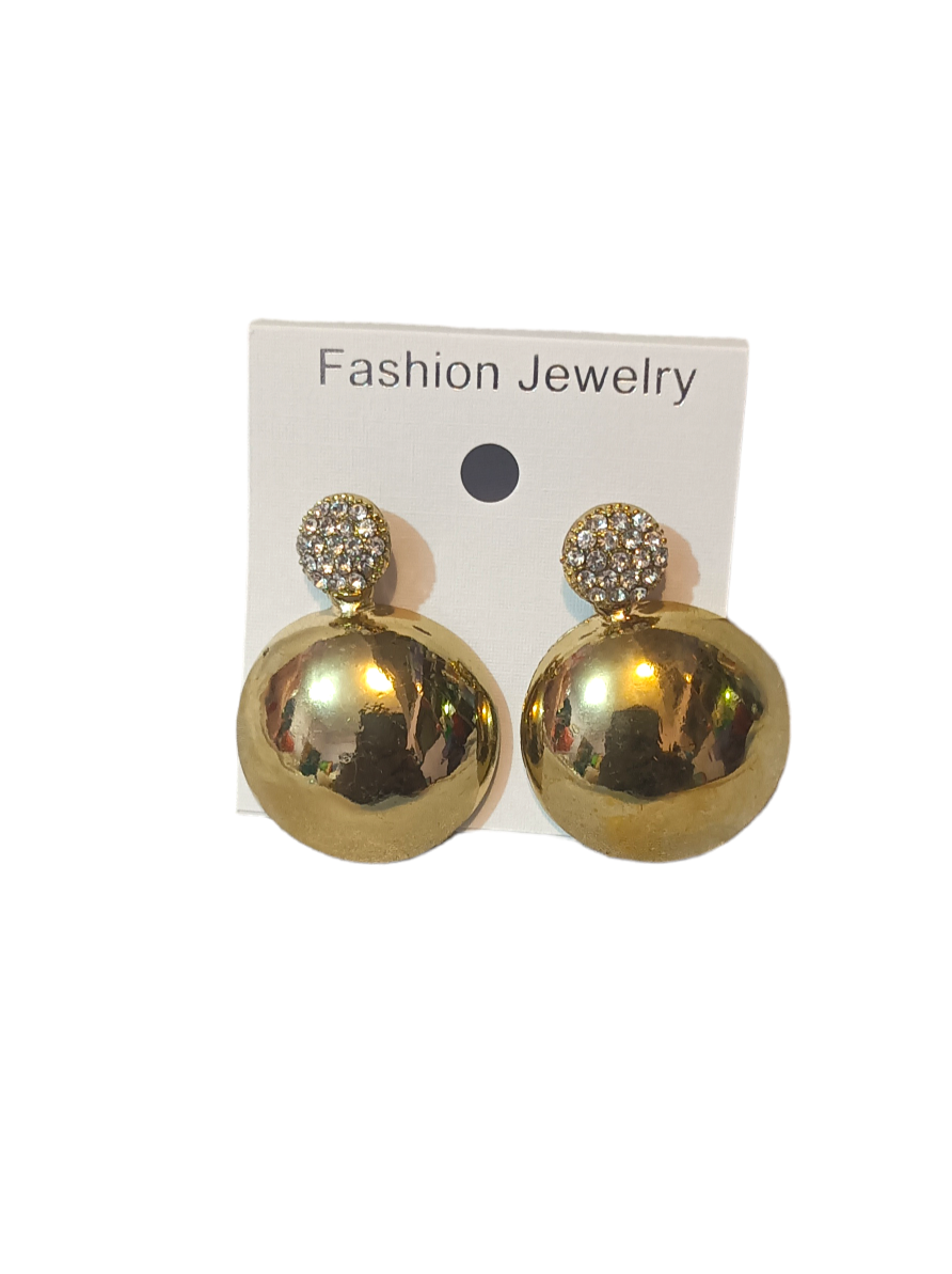 Gold Tone Disco Ball Drop Earrings for women