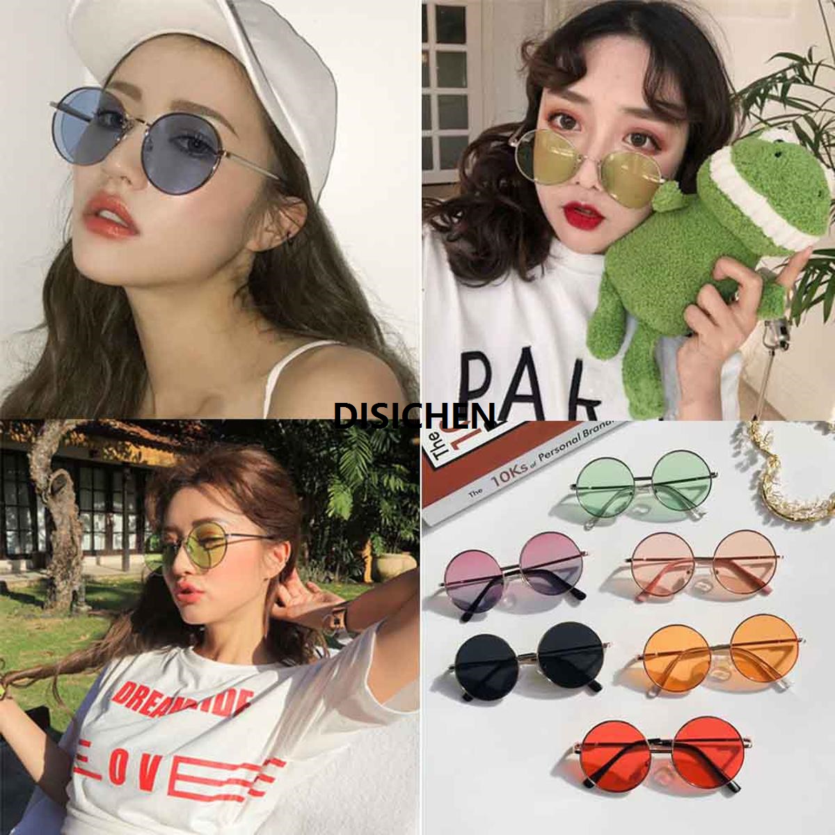 DISICHEN 1pcs etro ound Sunglasses Women Sun lasses Lens Alloy ids Sunglasses Women Eyewear Frame rier gles Fashion Accessories Luxury