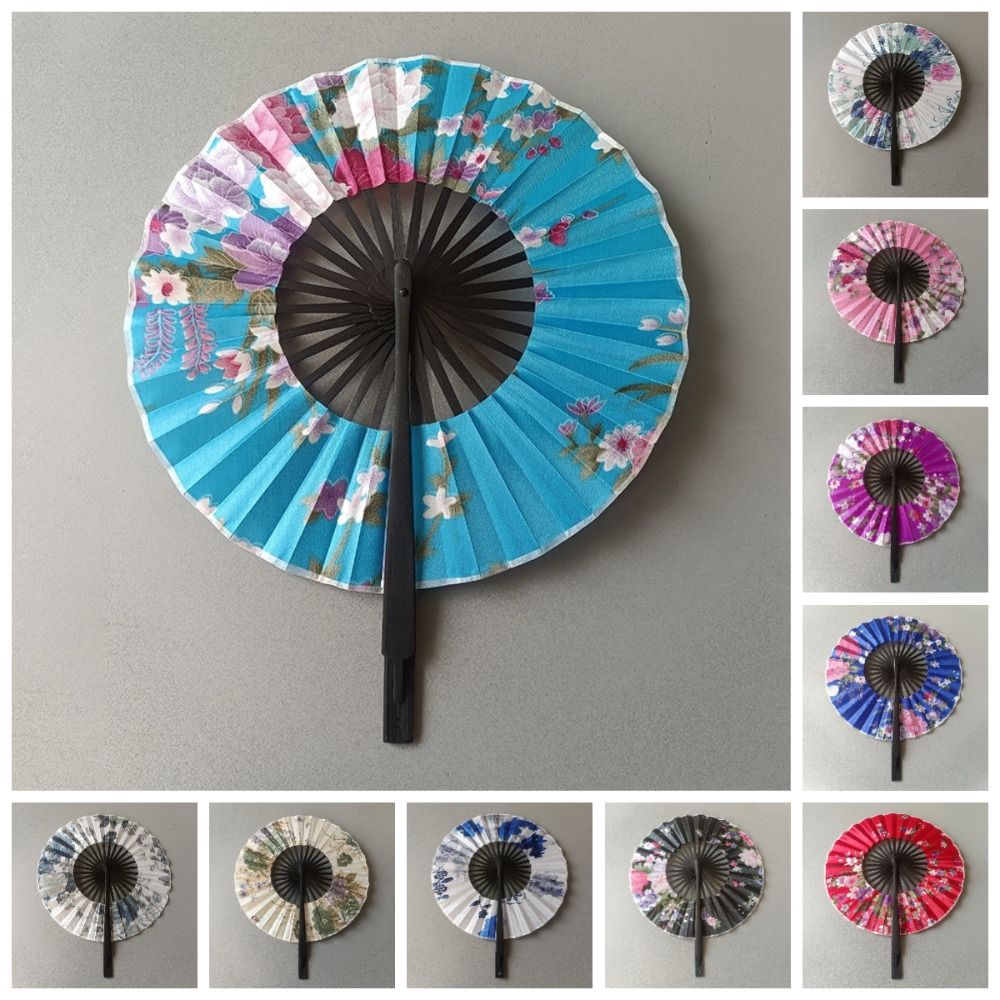 Artistic Bamboo Craft Round Folding Fan Rotatable Cooling Dance Fan Classical Creative Handheld Fan Summer