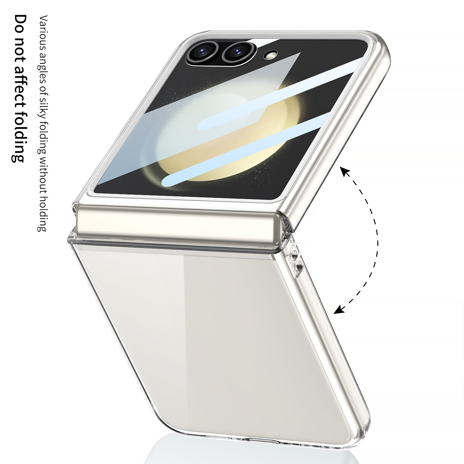 HODON For Samsung Z Flip 7 Clear Case With Screen Protector Large Window Ultra Thin PC Transparent Cover