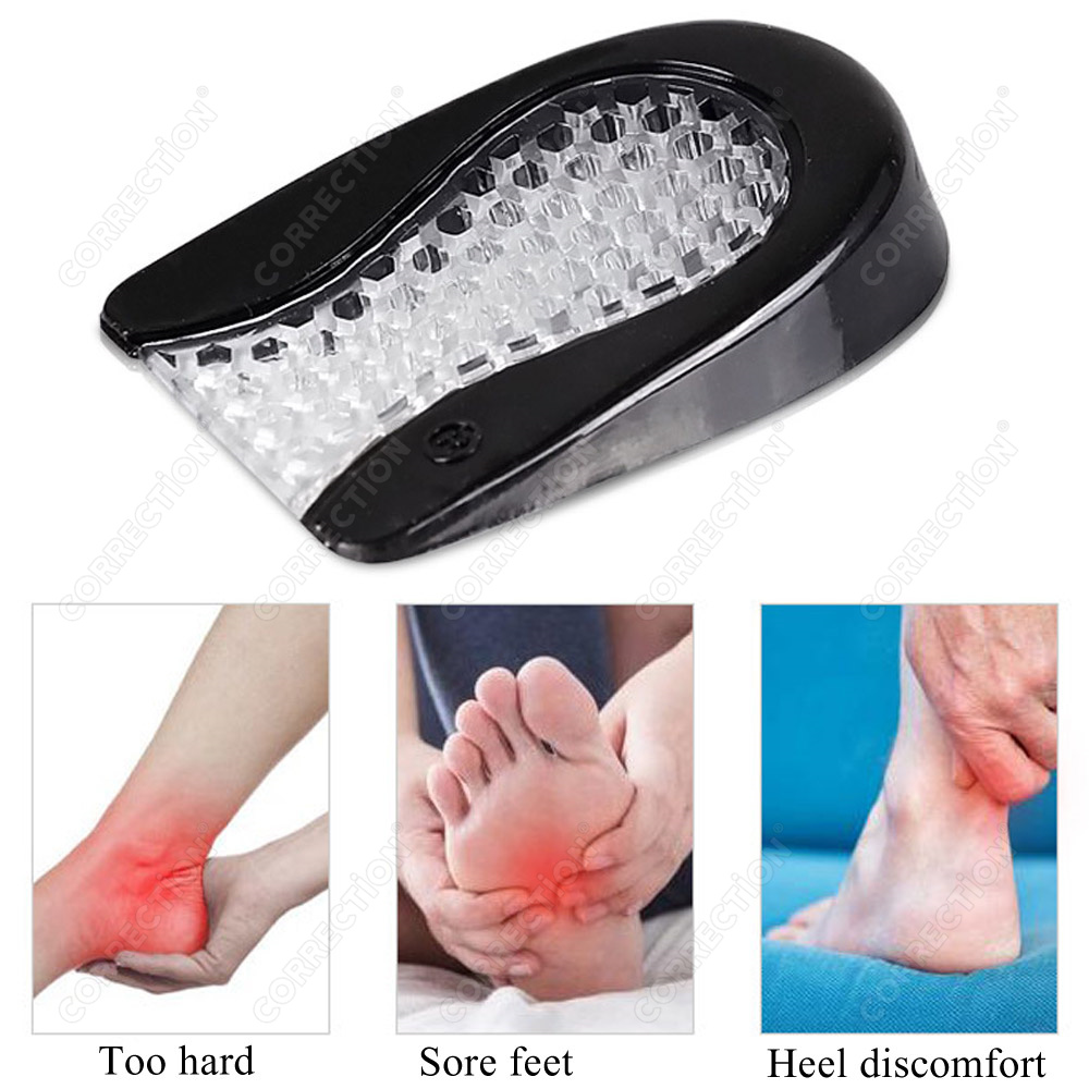 HOT CORRECTION 1pair Soft Silicone Gel Insoles for heel spurs pain Foot cushion Foot Massager Care Half Heel Insole Pad Foot Care